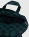 Horizontal Zip Duck Bag, Navy Green Check