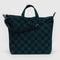 Horizontal Zip Duck Bag, Navy Green Check