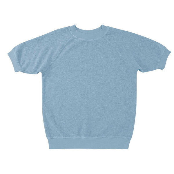 Heathered Short Sleeve Raglan Sherpa, Blue Heaven