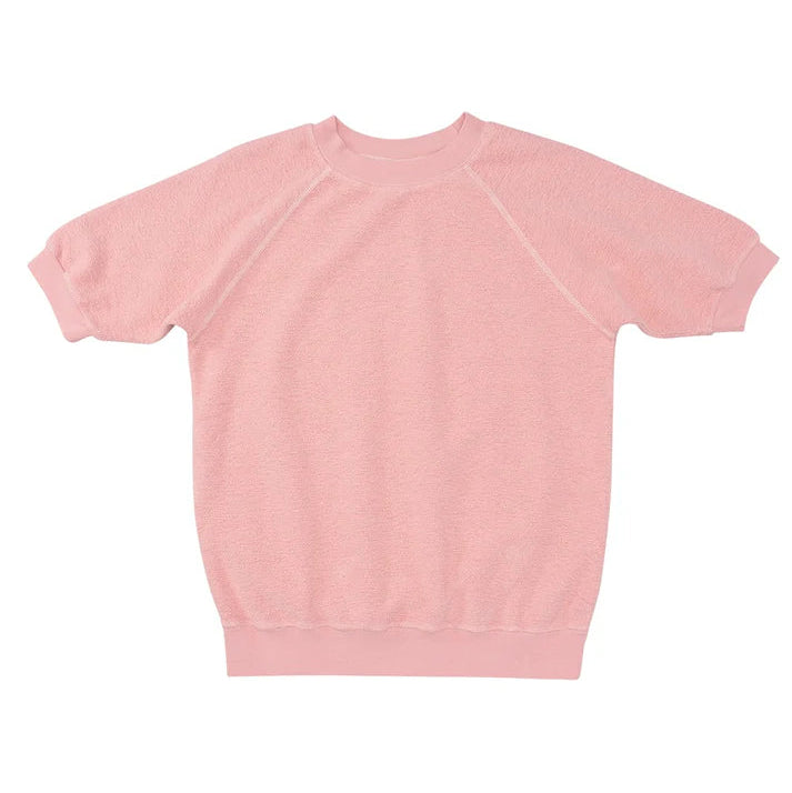 Heathered Short Sleeve Raglan Sherpa, Sunset Coral