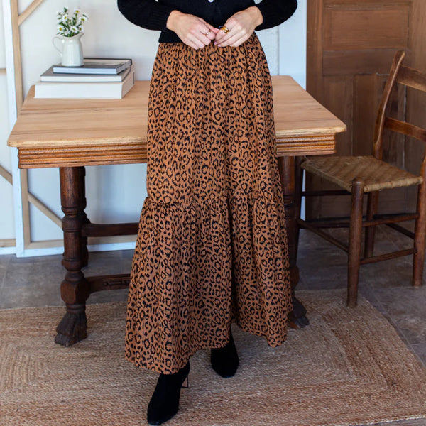 Shirred Skirt, Vintage Leopard