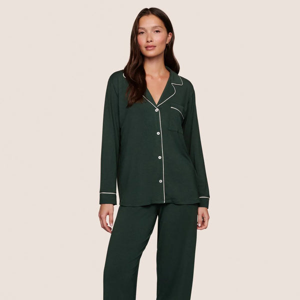 Gisele Long PJ Set, Pine/Ivory