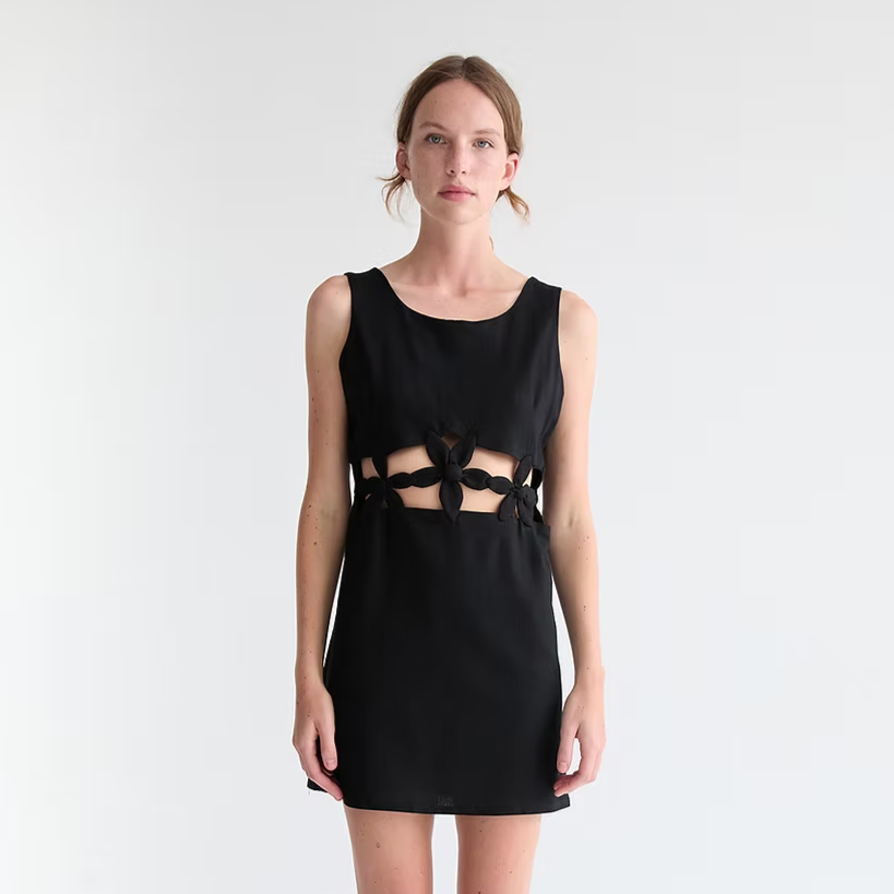 Otilia Linen Dress, Black