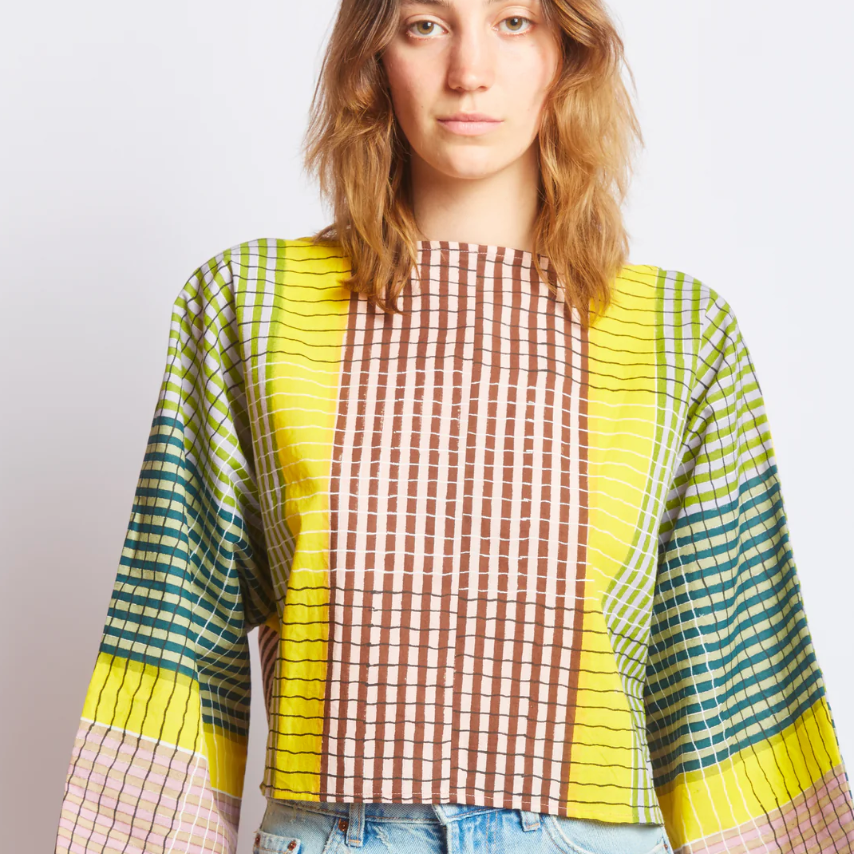 Bloom Shirt, Ink Grid Chex