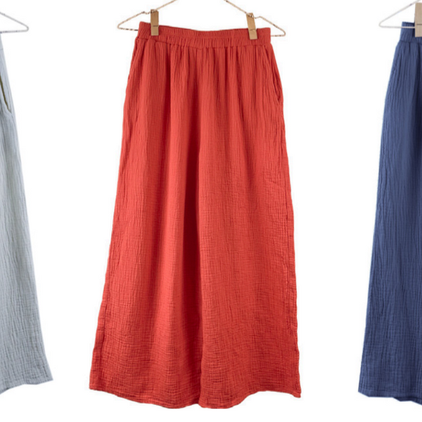 Easy Wide Gauze Pant, Poppy