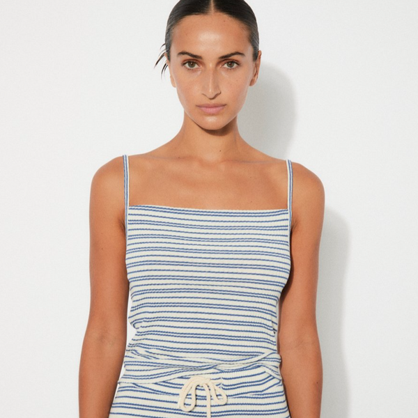 Ribbed Tank, Blue Stripe