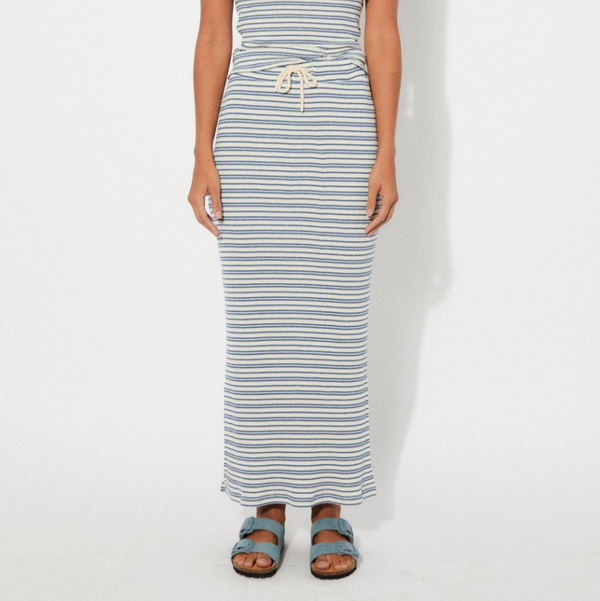 Ribbed Skirt, Blue Stripe