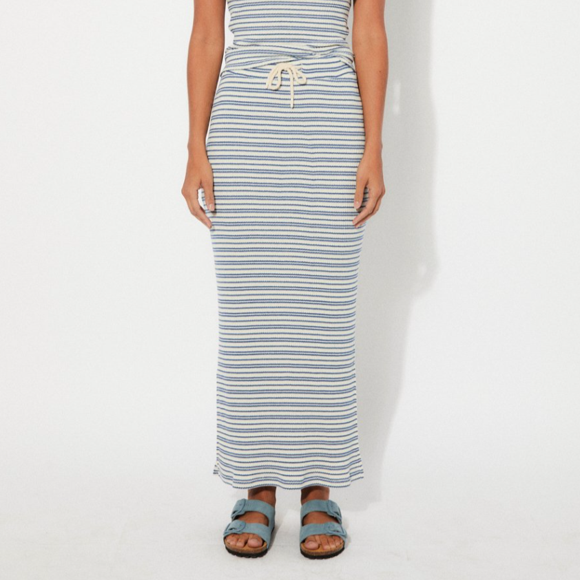 Ribbed Skirt, Blue Stripe