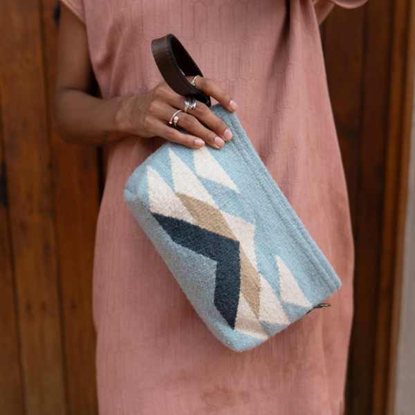 Woven Convertible Clutch, Blue