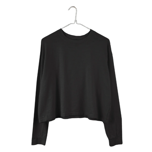Long Sleeve Boxy Tee, Black