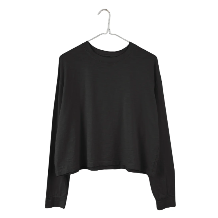 Long Sleeve Boxy Tee, Black