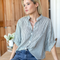 Mandarin Collar Top, Moss Stripe Organic