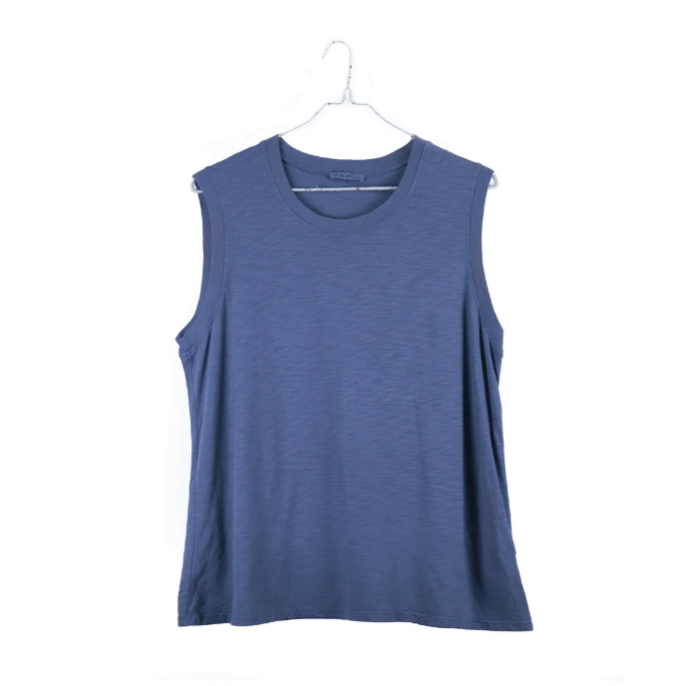 Cropped Muscle Tee, Indigo