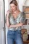 V Top, Leopard, Leopard Stretch Linen