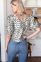 V Top, Leopard, Leopard Stretch Linen