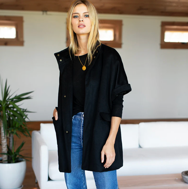Layering Jacket, Black Wool Cashmere