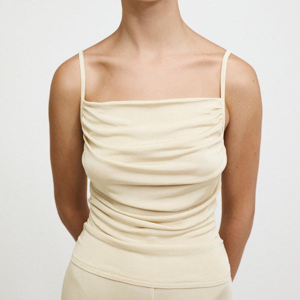 Ruched Top, Beige