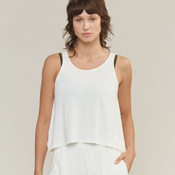 Cropped Tank, Washed White