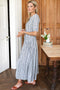 Lucy 4 Basque Dress, Aradonis Stripe Storm Grey