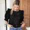 Pearl Blouse, Black Eyelet