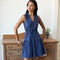 Basque Sundress Short, Blue Indigo