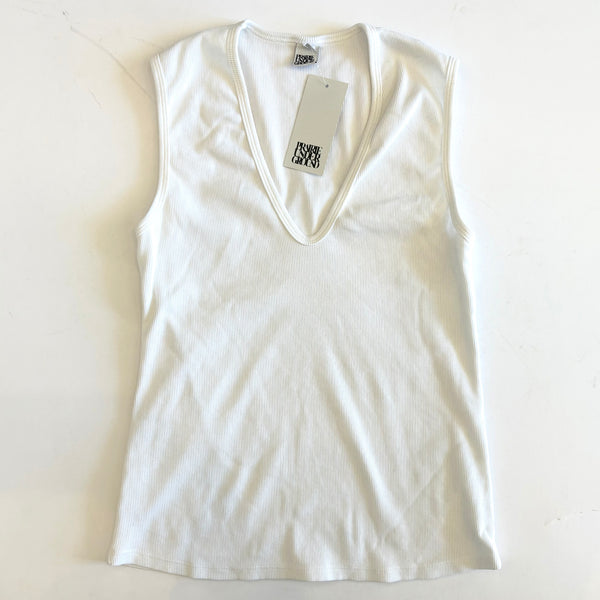 Sleeveless Soft V, White