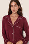 Gisele Long PJ Set, Bordeaux/Ivory