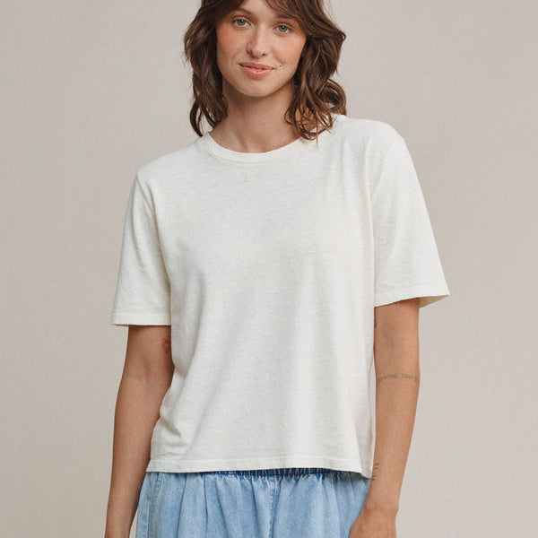 Silverlake Cropped Tee, Washed White