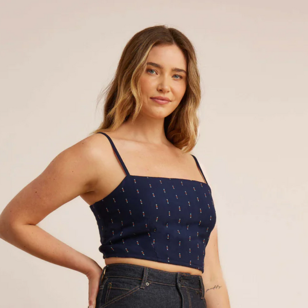 Cami Tank, Dotted Navy