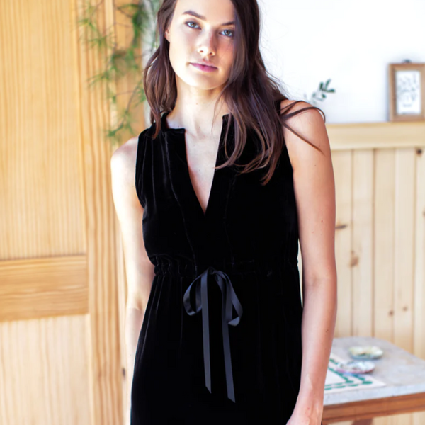 Grecian Keyhole Dress, Black Velvet