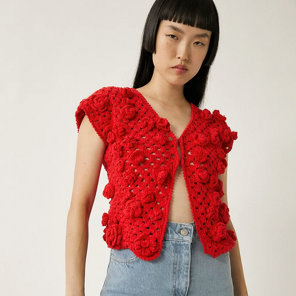 Palma Crochet Top, Red