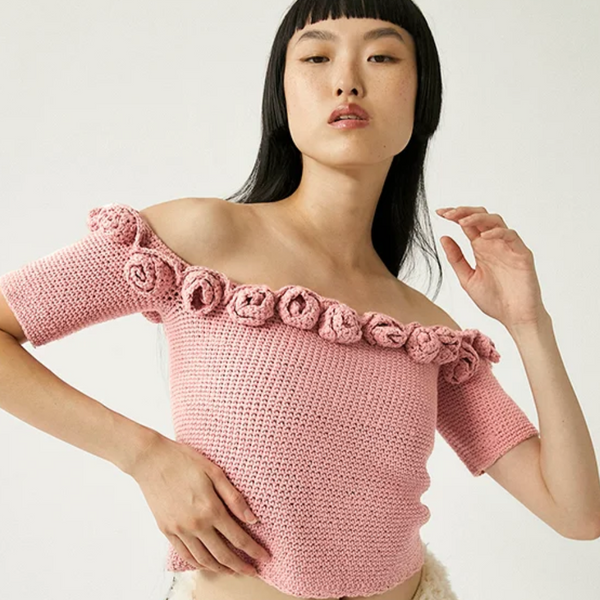 Loris Crochet Top, Pink Heather