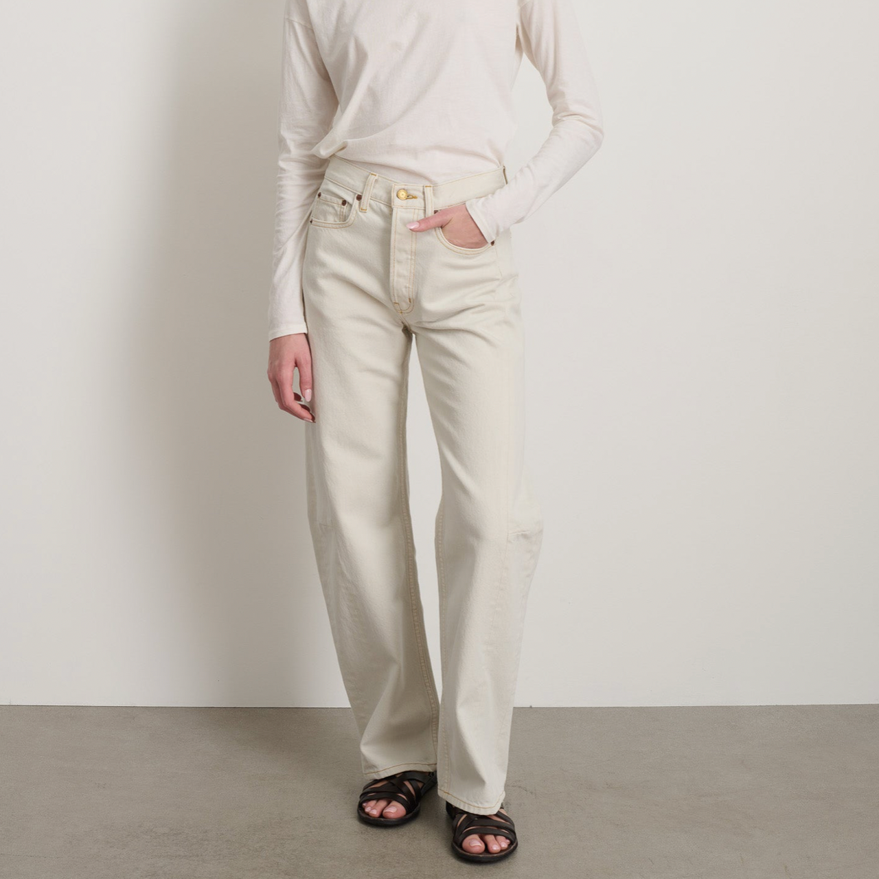 Slim Long Lasso Jean, Tile White