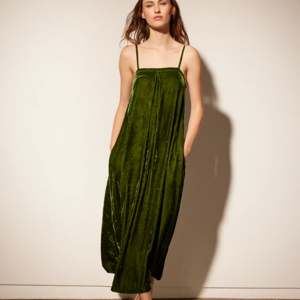 Velvet Edith Dress, Kelp