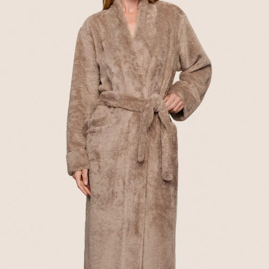 Renew Plush Long Robe, Toffee
