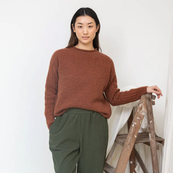 Shika Lambswool Sweater, Rust Marl