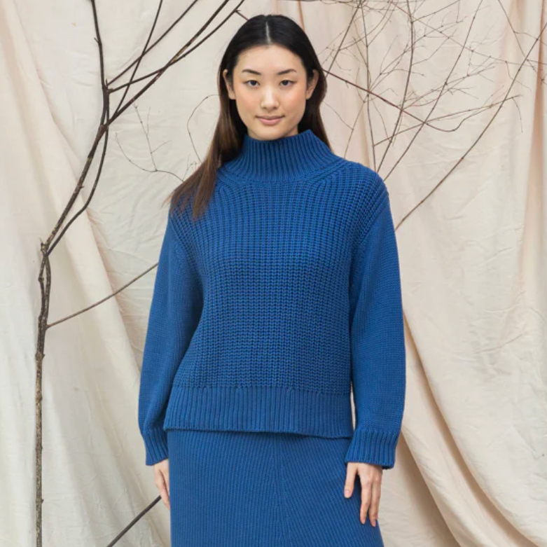 Tora Organic Cotton Sweater, Ink Blue