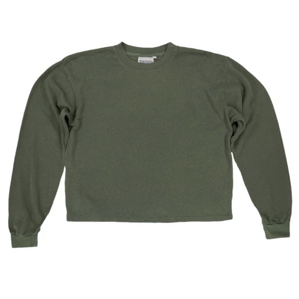 Cropped Long Sleeve Tee, Olive Green