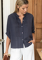 Mandarin Collar Top, Midnight Seersucker Organic