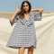 Ruffle Dress, Navy Gingham