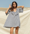 Ruffle Dress, Navy Gingham