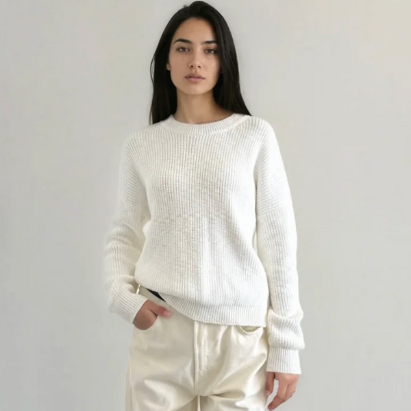 Pull On Sweater, Creme