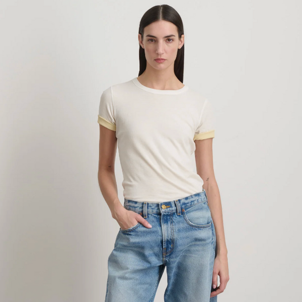 Double Tee, White/Pale Yellow