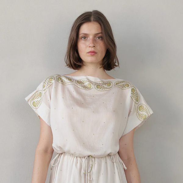 Aura Top, Off-White Print