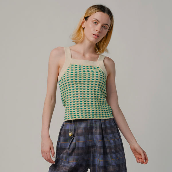 Stitchy Grid Tank, Grass