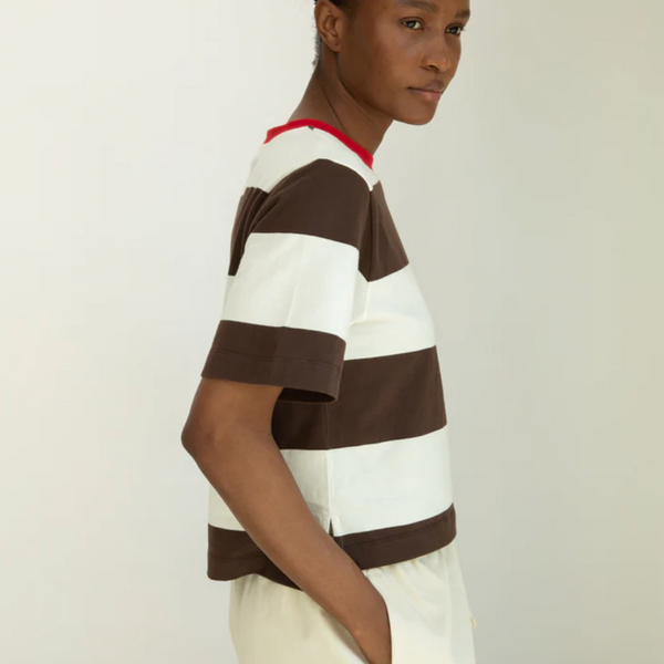 Bay-Sue Top, Cacao + White Stripe