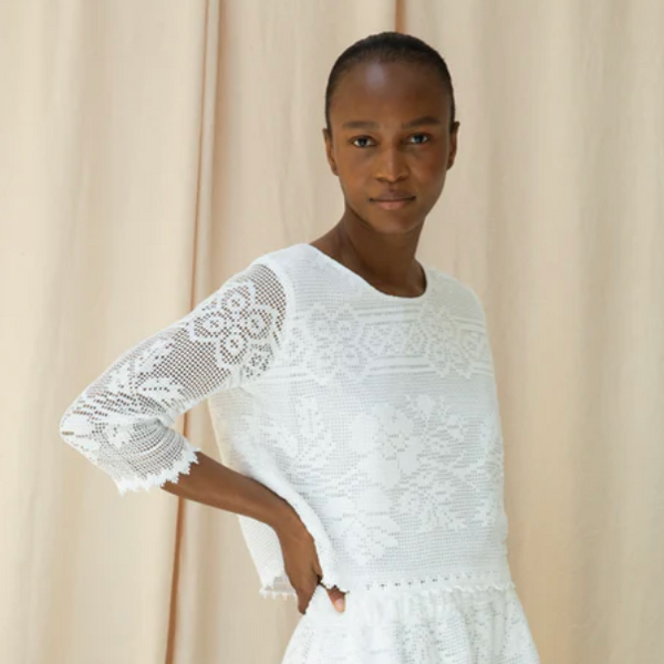 Daisy-Fay Cotton Lace Top, White