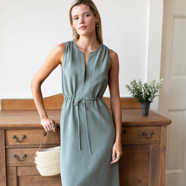 Grecian Keyhole Dress, Agave Linen