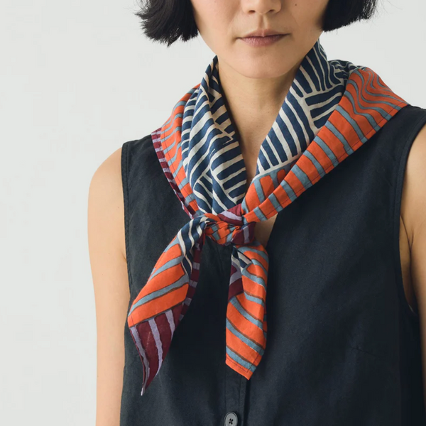 Patchwork Stripe Block Print Bandana