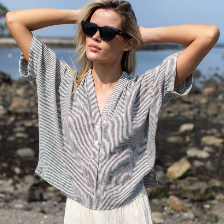 Artist Button Down, Charcoal Stripe